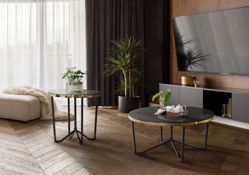 Xander Round Glass End Table - Black