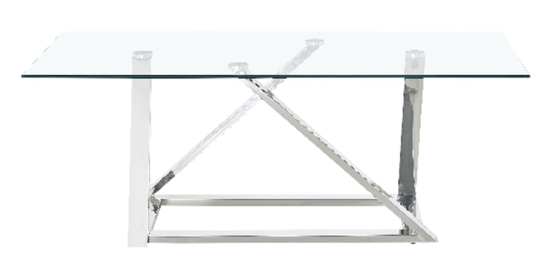 Briar 47\" Modern Glass Top Coffee Table - Silver