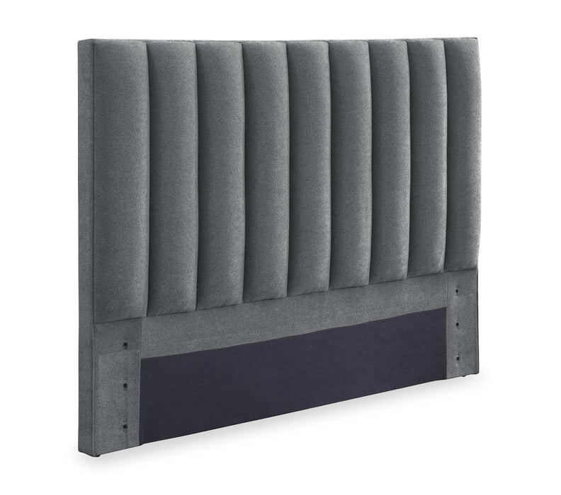 Amos Charcoal Upholstered Storage Bed with Channel Headboard - Queen