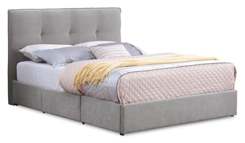 Amos Grey Upholstered Storage Bed with Tufted Headboard - Full