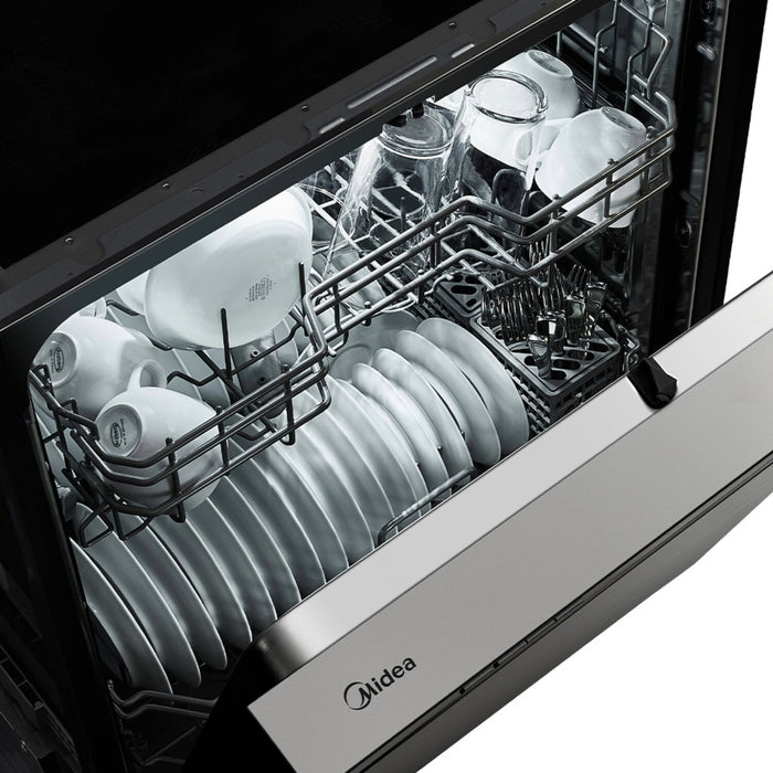 Midea 24\" Front-Control Dishwasher with Interior Light - MDF24P2BST