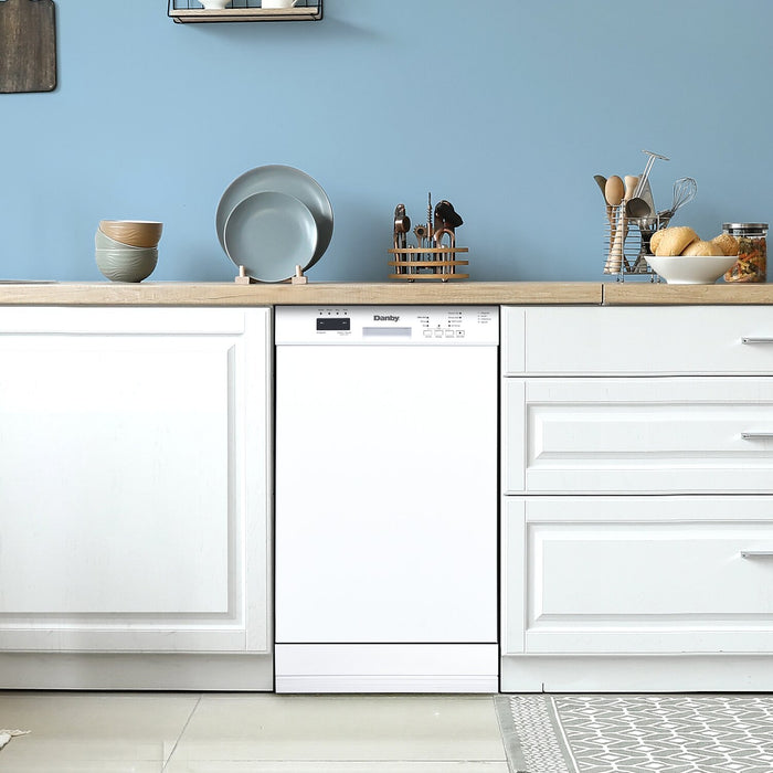 Danby 18\" 51 dBA Front-Control Built-In Dishwasher - White - DDW18D1EW