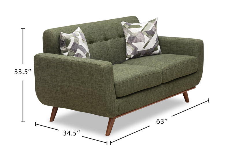 Freeman Linen-Look Fabric Loveseat - Avocado