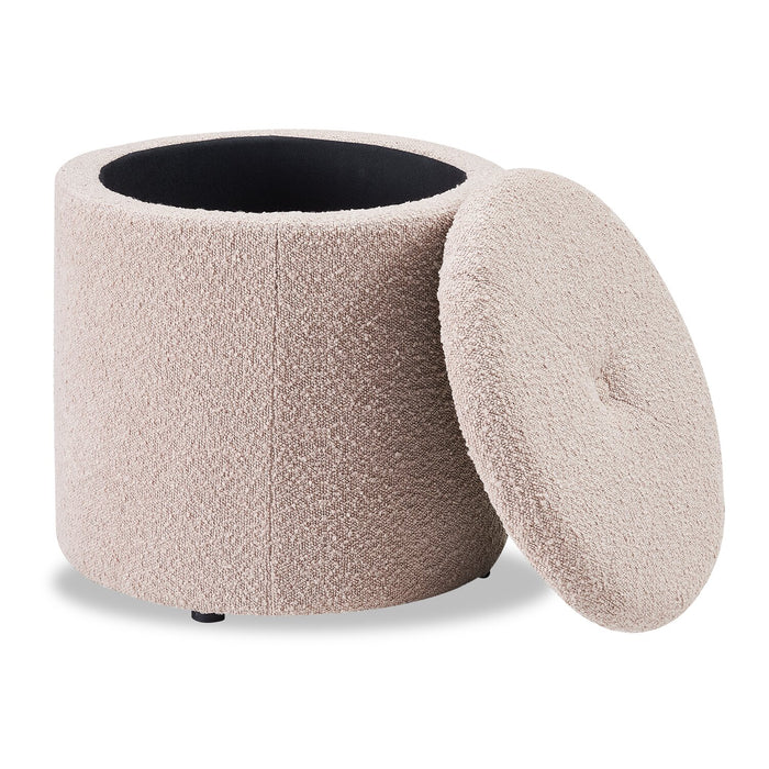 Saskatchewan Round Fabric Storage Ottoman - Pink