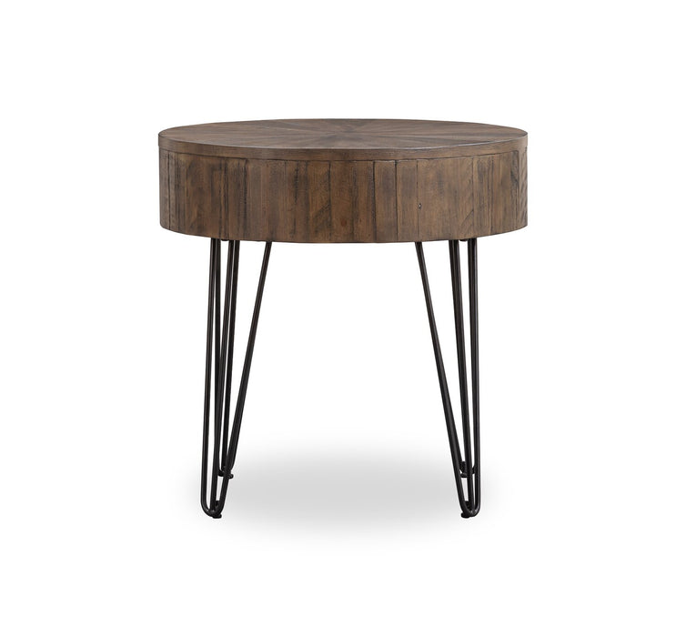 Sol 24” Rustic Round Solid Pine Wood End Table - Brown