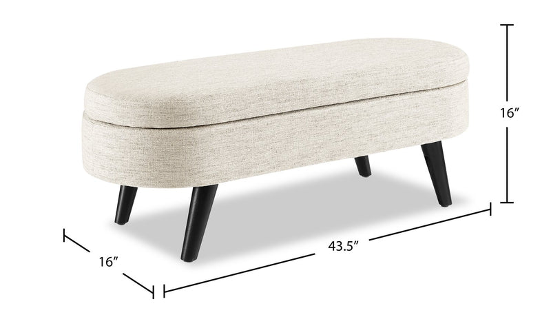Montreal Oval Fabric Storage Ottoman - White