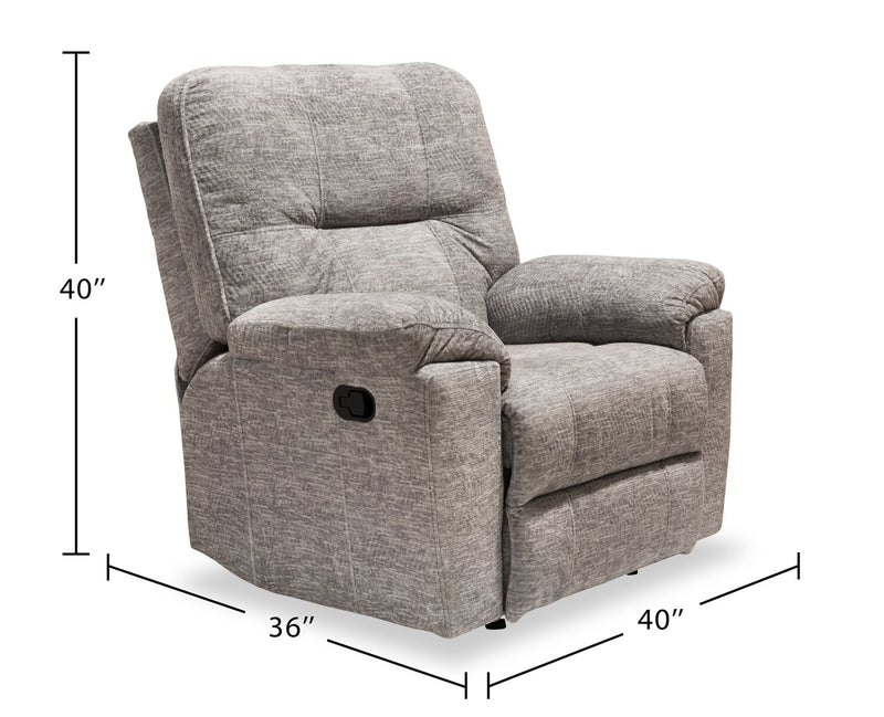 Canadian Made Fynn 40\" Dove Grey Chenille Fabric Glider Reclining Chair 