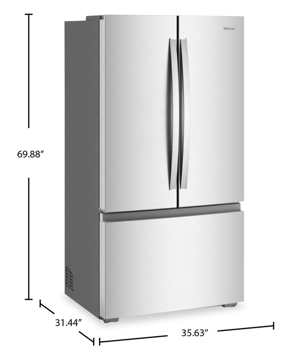 Whirlpool 36\" 24 Cu. Ft. True Counter Depth French Door Refrigerator – Stainless Steel - WRFC3036RZ