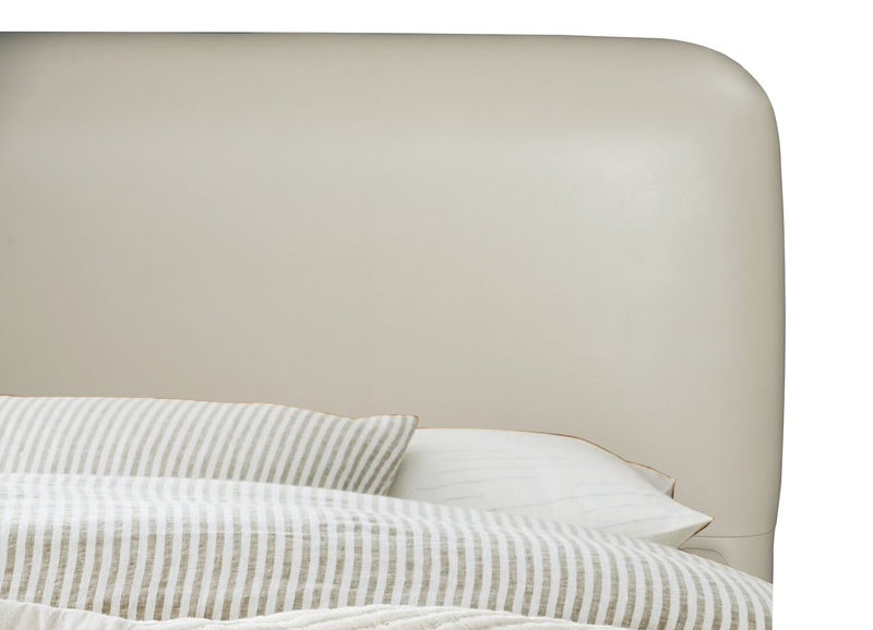 Luka Upholstered Platform Bed in Taupe Vegan Leather - Queen Size