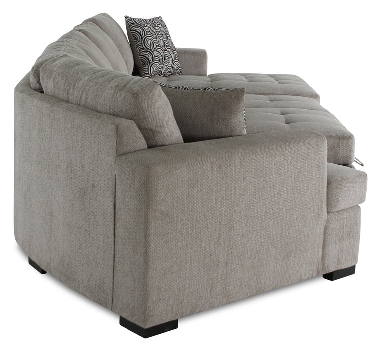 Legend 3-Piece Left-Facing Chenille Cuddler Sleeper Sectional with Chaise - Platinum 