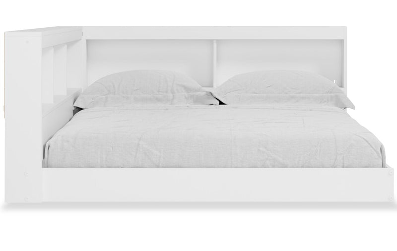 Wolf Platform Bookcase Bed for Kids, White - Full Size 