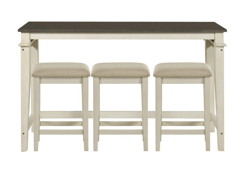 Nyles 60\" Contemporary Console Table with 3 Counter-Height Stools and USB Ports- Buttermilk