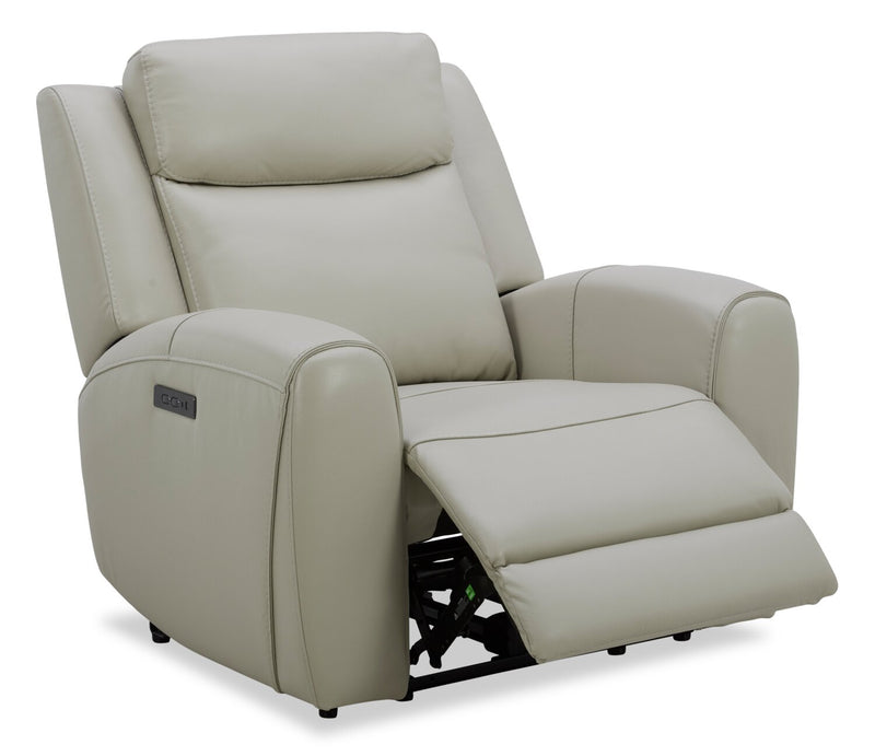 Reign 41.25\" Deltona Moonshine Taupe Top-Grain Genuine Leather Power Reclining Chair with USB Port