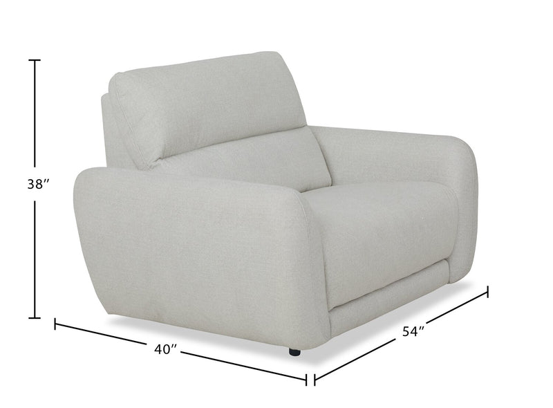 Cindy Crawford Home Kaia 54\" Fabric Power Reclining Chair with Power Headrest - Beige 