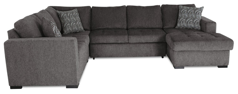Legend 4-Piece Right-Facing Chenille Sleeper Sectional - Pewter 