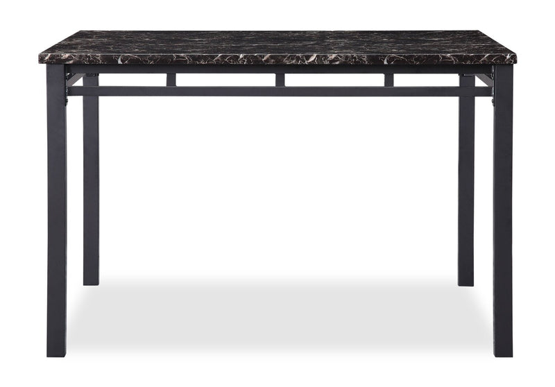 Marc 5pc Dining Set with Table & 4 Chairs, Marble-Look Top, Metal, 48\"W - Black 