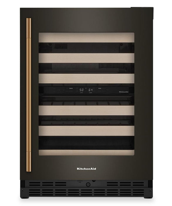 Kitchenaid® 24\" Undercounter Wine Cellar with Full-Extension Wood-Front Racks - KUWR524SBE
