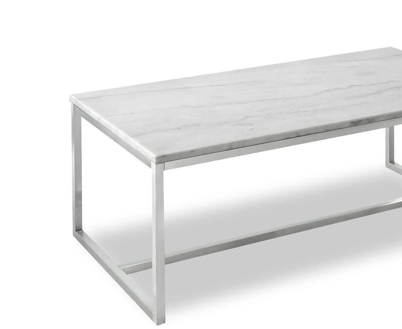 Sampson 46\" Modern Marble Coffee Table - White