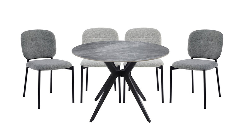 Luka Dining Table with Sintered Stone Top, Metal Base - 43.5\"W Round – White