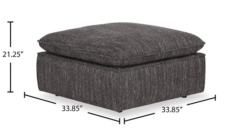 Fusion 33.85\" Charcoal Grey Chenille Fabric Ottoman with Feather Down Cushion