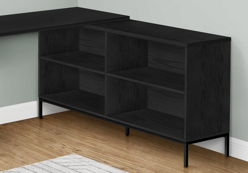Sean 60\" L-Shaped Office Desk with 3-Drawers & 4 Cubbies - Black