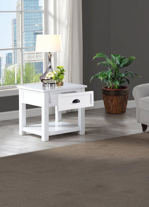 Centennial 24\" Modern End Table with Storage and Shelf - White
