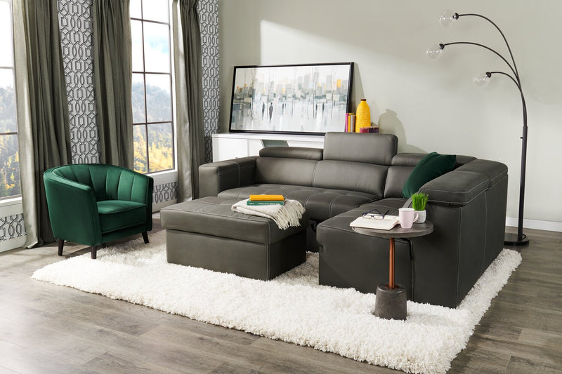Drake 3-Piece Right-Facing Faux Suede Fabric Sleeper Sectional with Storage Ottoman - Cement Grey 