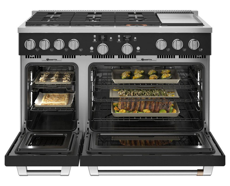 Cafe 8.25 Cu. Ft. Smart Dual Fuel Range with True European Convection and Self Clean Racks - Black -… 