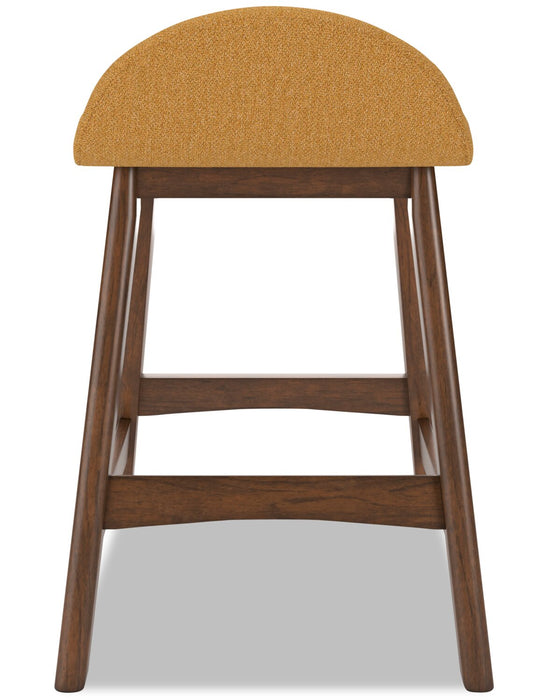 Jovi Counter-Height Stool with Linen-Look Fabric, 24\"H, Wood - Mustard 