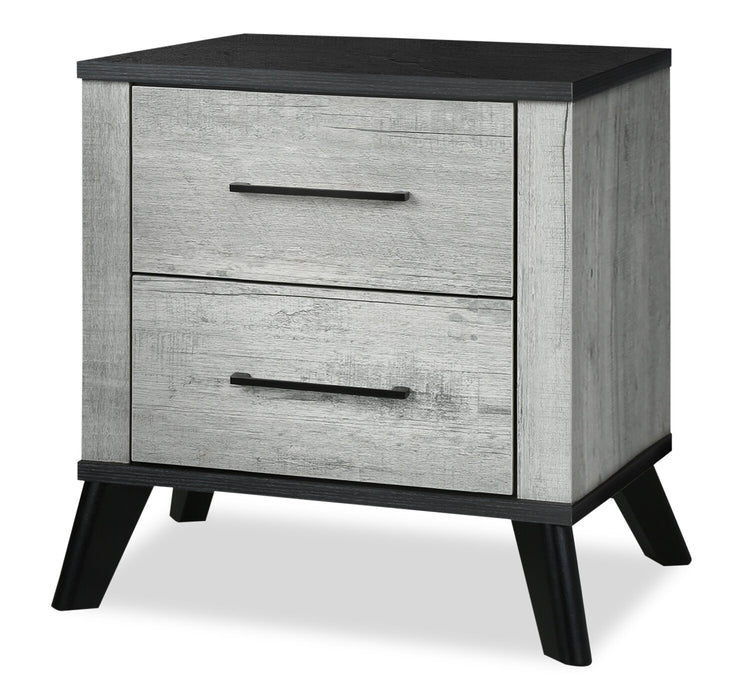 Blake 6pc Bedroom Set with Bed, Dresser, Mirror & Nightstand, Grey & Black - Queen Size