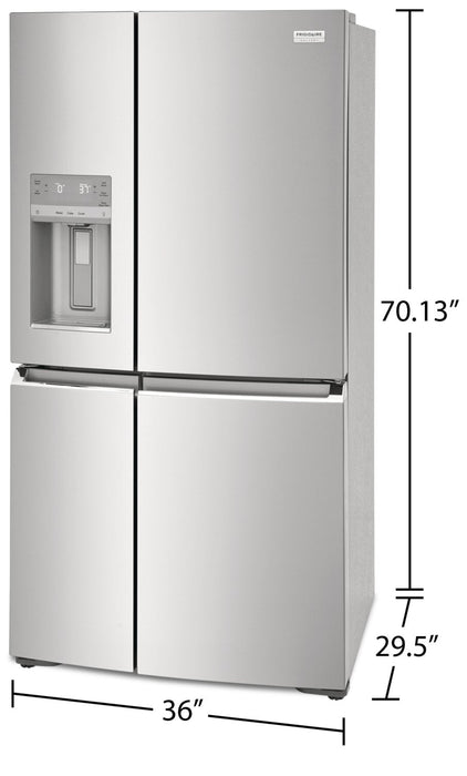 Frigidaire Gallery 36\" 21.5 Cu. Ft. Counter-Depth 4-Door Refrigerator - Smudge-Proof® Stainless Stee… 