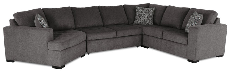 Legend 4-Piece Left-Facing Chenille Cuddler Sleeper Sectional - Pewter