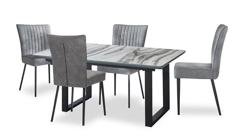 Ezra Dining Chair, Vegan Leather, Metal – Grey