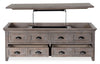 Hanson 50” Traditional Pine Lift Top Coffee Table with Storage and Casters - Dovetail Grey