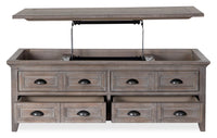 Hanson 50” Traditional Pine Lift Top Coffee Table with Storage and Casters - Dovetail Grey 