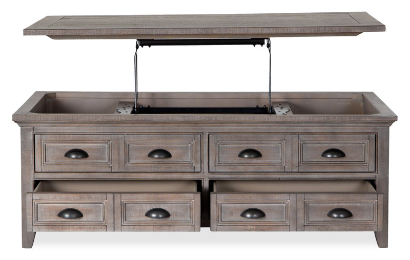 Hanson 50” Traditional Pine Lift Top Coffee Table with Storage and Casters - Dovetail Grey