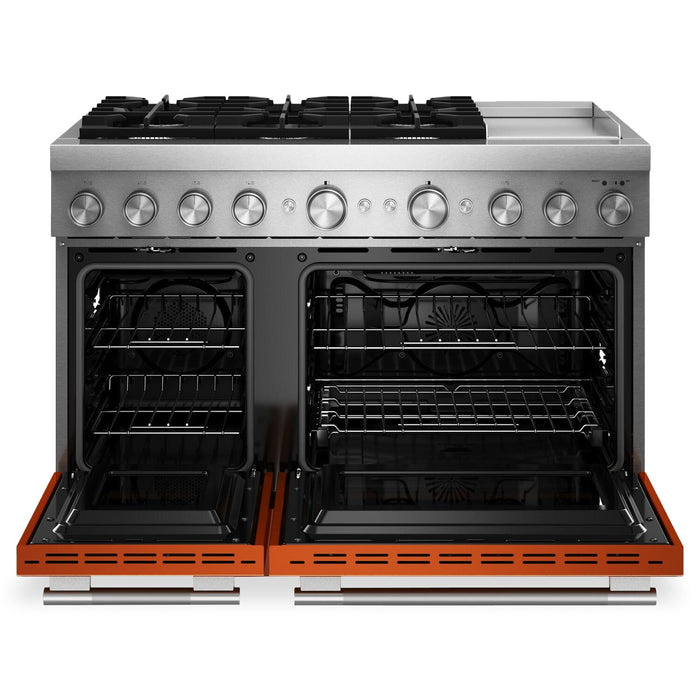KitchenAid 6.3 Cu. Ft. 6 Burner Dual Fuel Range with Griddle – Scorched Orange - KFDD948SSC 