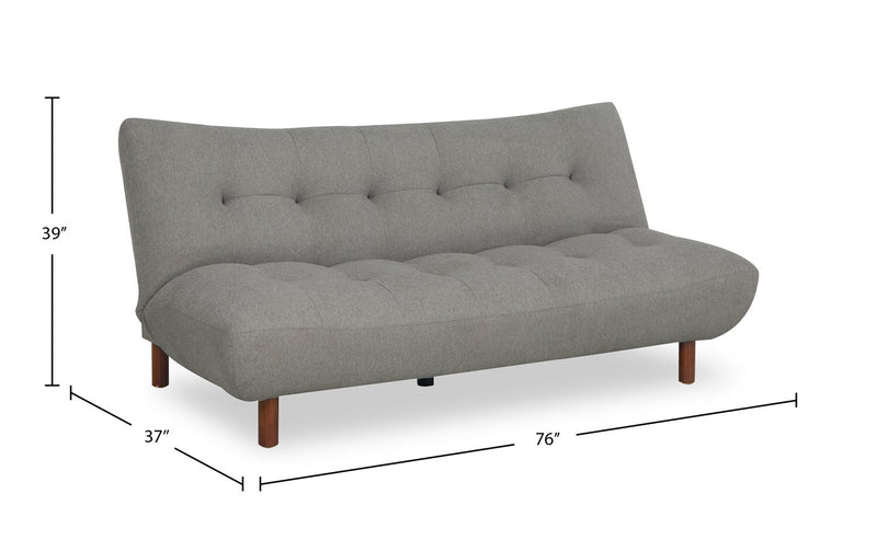 Campus 76\" Fabric Klik Klak Futon with Tufting and Wood Legs - Grey