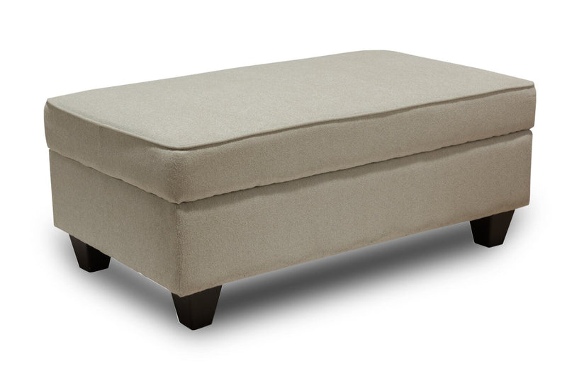 Made in Canada Scarlett 26\" Chenille Fabric Ottoman - Ecru Beige 