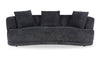 Moon 91\" Fabric Curved Sofa with Accent Pillows - Wooly Raven Black 