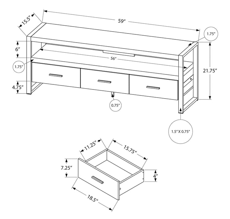 Asa 60\" Modern TV Stand with Storage and Cable Management for TVs up to 65\"- Black