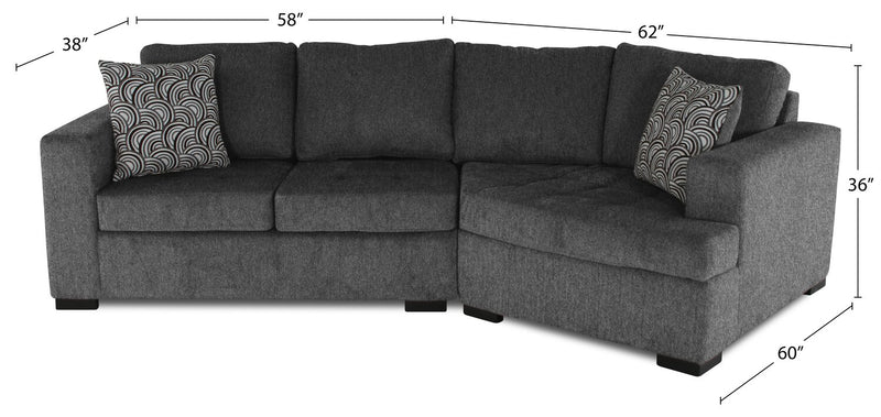 Legend 2-Piece Right-Facing Chenille Cuddler Sectional - Pepper
