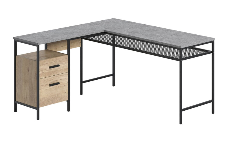 Bradley 55.91\" L-Shaped Office Desk with Cabinet – Prime Oak