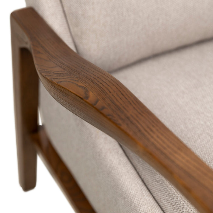 Echo 27.95\" Beige Fabric Accent Chair with Wood Arms and Legs