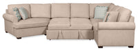 Scott Living Haven 3-Piece Left-Facing Chenille Fabric Cuddler Sleeper Sectional - Taupe 
