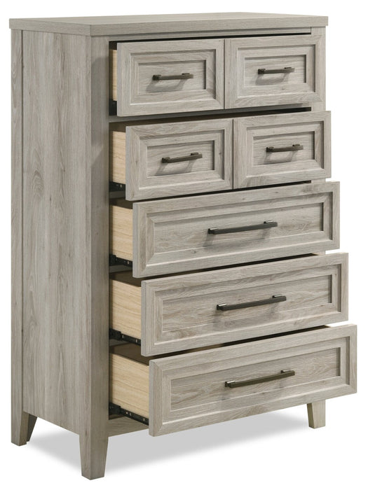 Lara Bedroom Chest of Drawers, 5-Drawer, 33.9\"W x 50.5\"H - Antique Grey 