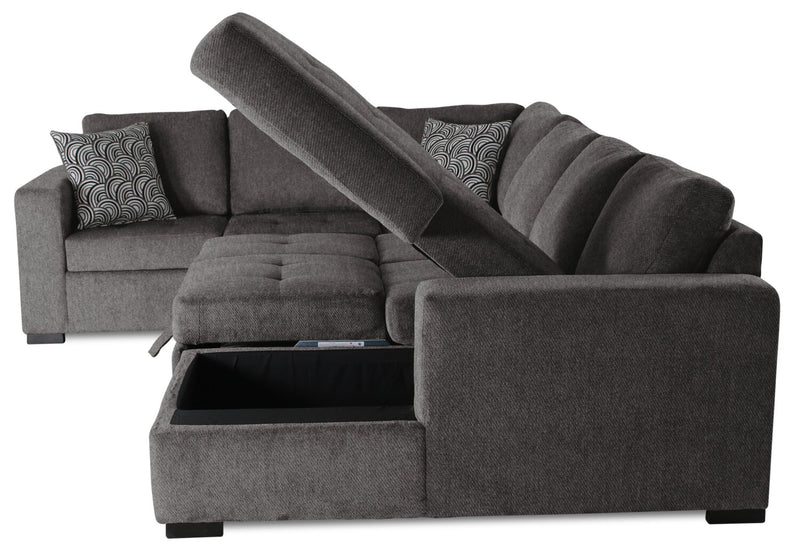 Legend 4-Piece Right-Facing Chenille Sleeper Sectional - Pewter 
