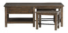 Edwin 52” Country Pine Coffee Table with Storage and Stools - Homestead Brown