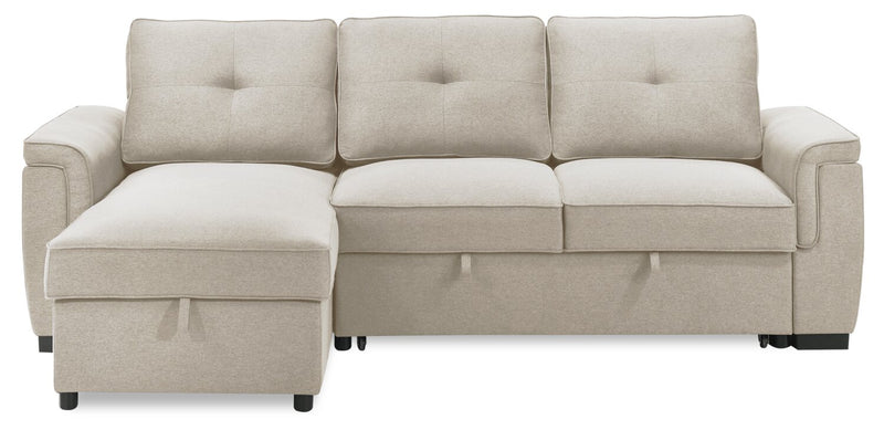 Eden 2-Piece Reversible Fabric Sleeper Sectional with Storage Chaise and Removable Back Cushions - Taupe