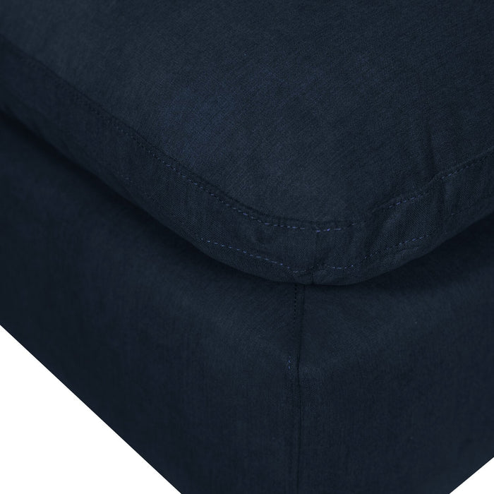 Eclipse Modular 5-Piece Linen-Look Fabric Sectional with Reversible Feather Down Cushions - Navy Blue 